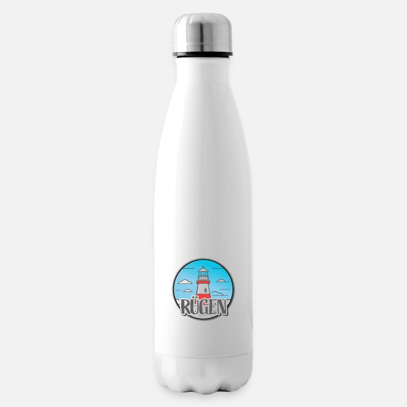Maritim - Leuchtturm Rügen - Isolierflasche - Weiß