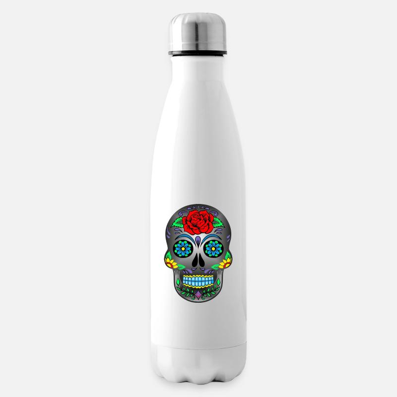 Masque de mort mexicain - Bouteille isotherme - blanc