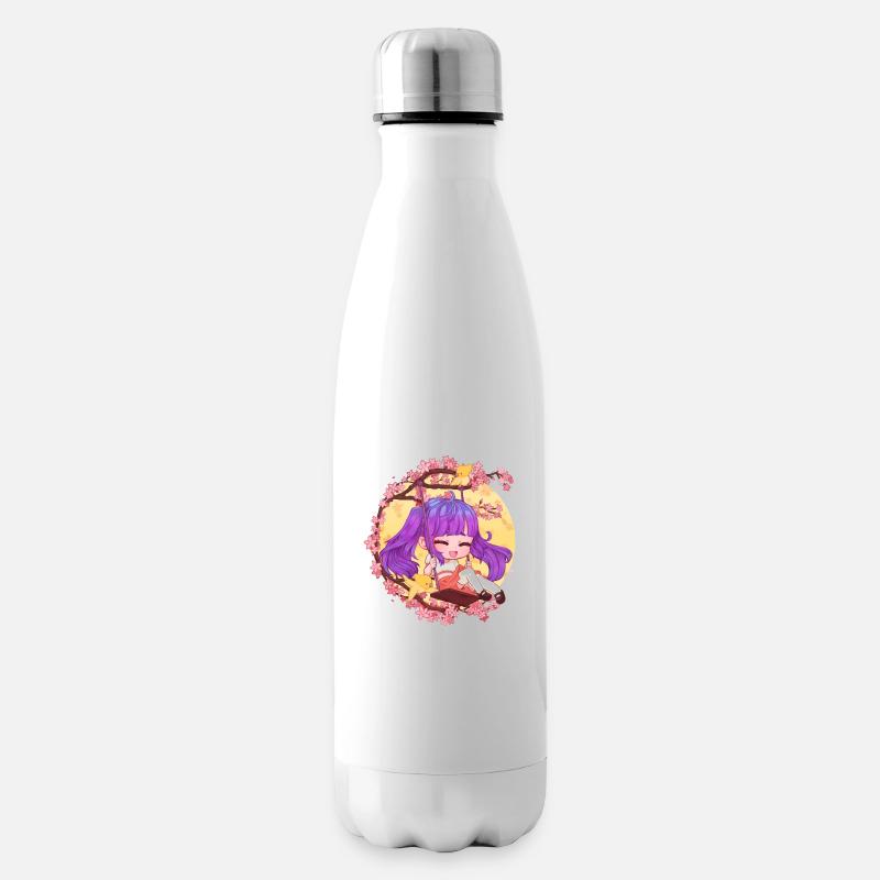 Fille chibi sur balancelle - Bouteille isotherme - blanc