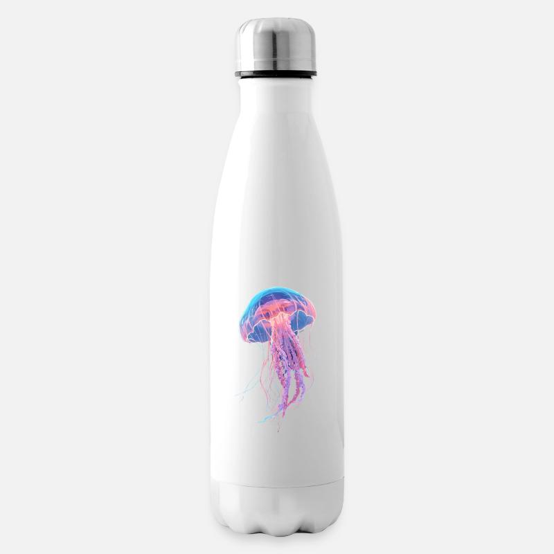 Regenbogen-Neonquallen - Isolierflasche - Weiß