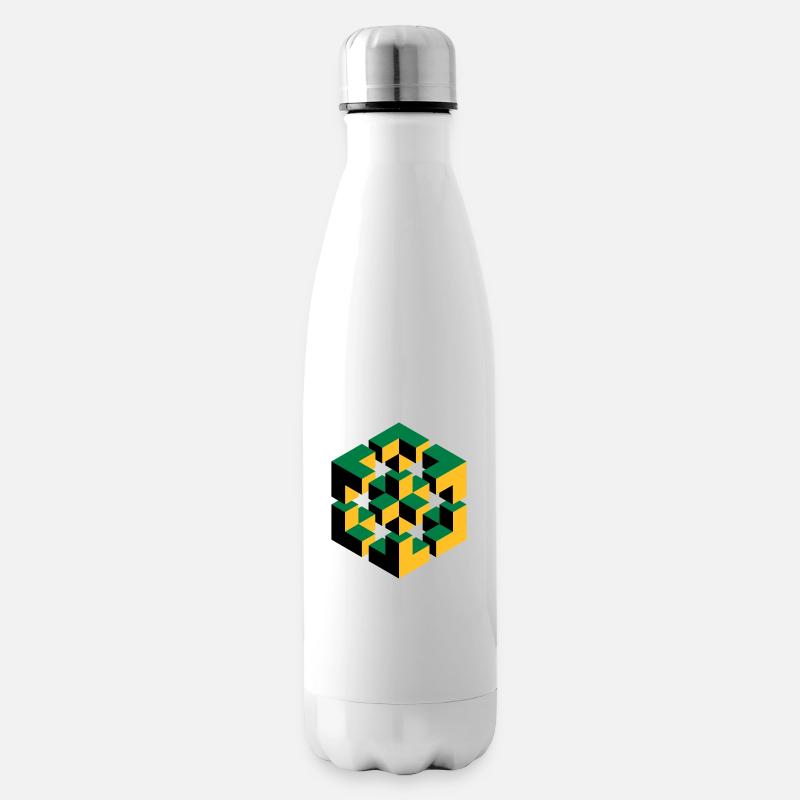 impossible figure Escher cube geometry fantasy - Insulated Water Bottle - white