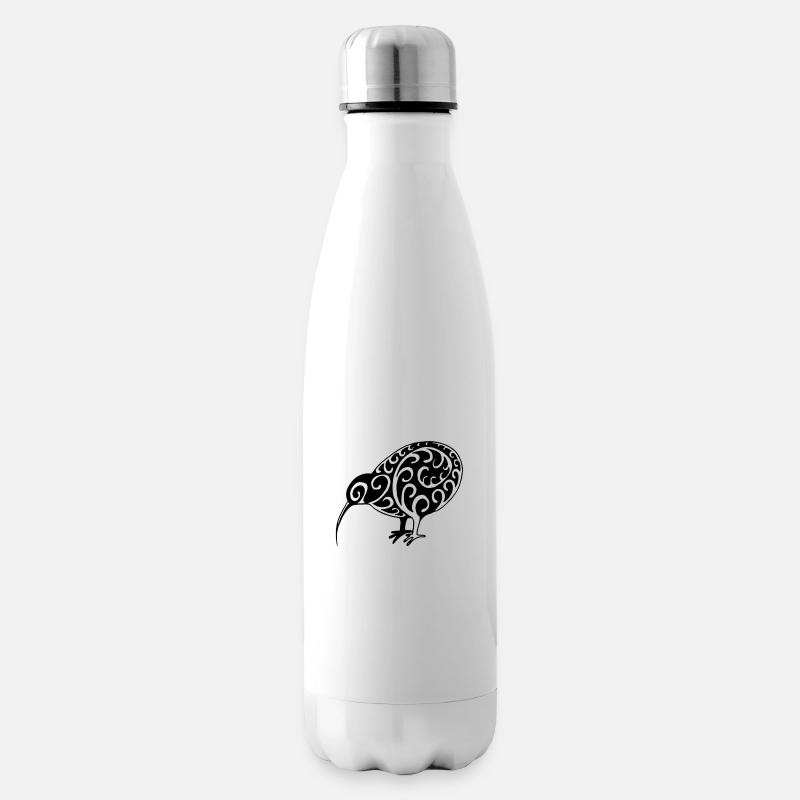 Neuseeland: Kiwi in schwarz - Isolierflasche - Weiß