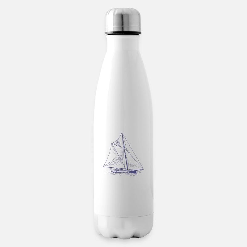 schiff boot kahn uboot segelboot segelschiff yacht - Isolierflasche - Weiß