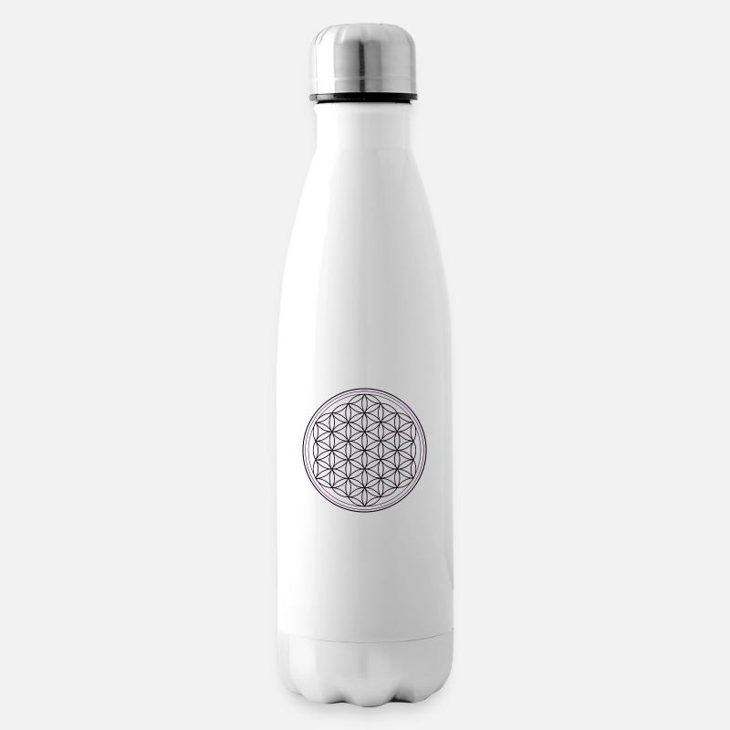 Blume des Lebens in schwarz - Isolierflasche - Weiß