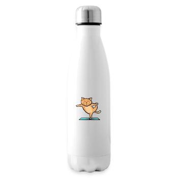 Katze beim Sport - Isolierflasche - Weiß - Rechts
