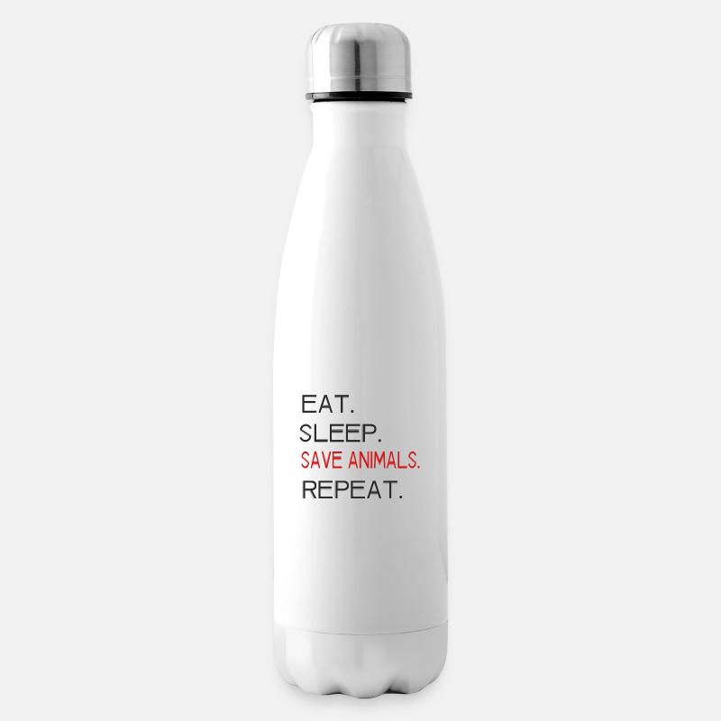 Tierschutz - Eat. Sleep. Save Animals. Repeat. - Isolierflasche - Weiß