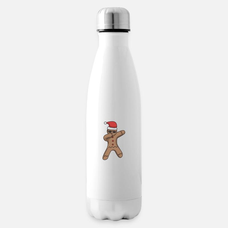 Gingerbread man dabbing Christmas gift cap - Insulated Water Bottle - white