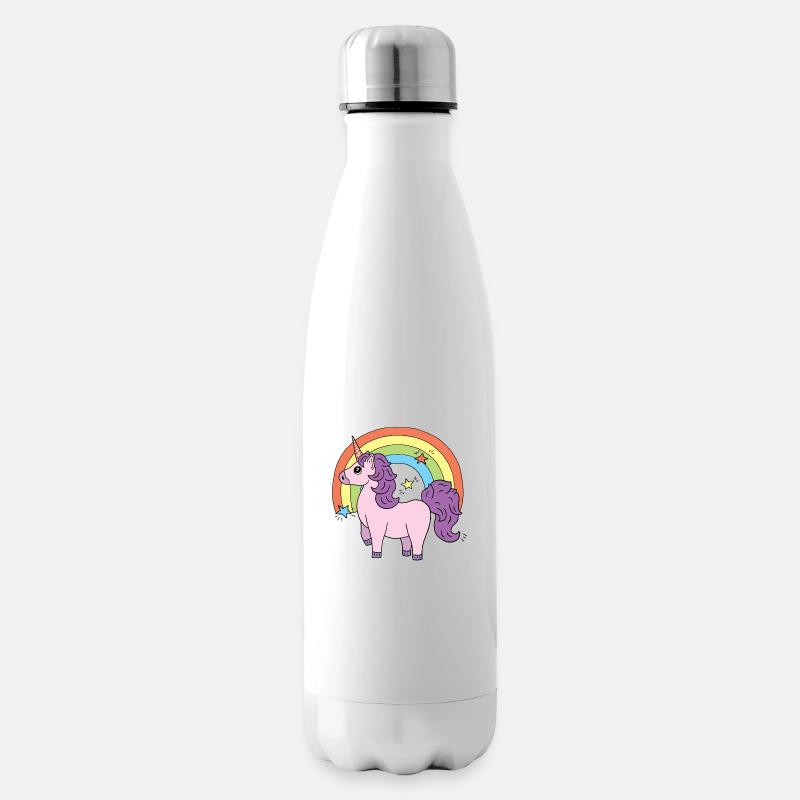 Licorne Elsbeth devant un arc-en-ciel - Bouteille isotherme - blanc