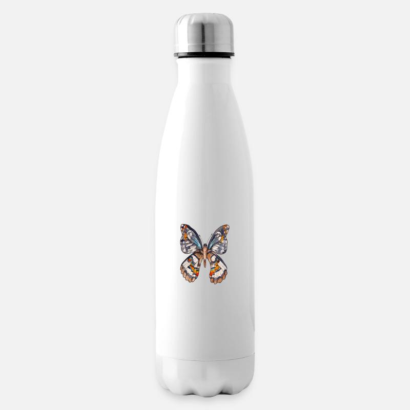 Brauner Schmetterling - Isolierflasche - Weiß
