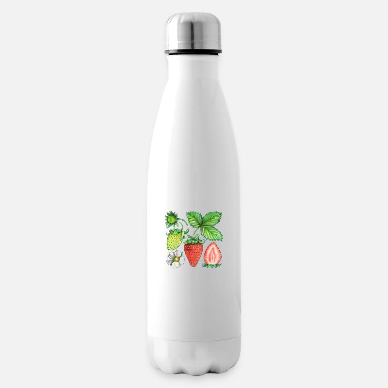 Erdbeeren - Isolierflasche - Weiß