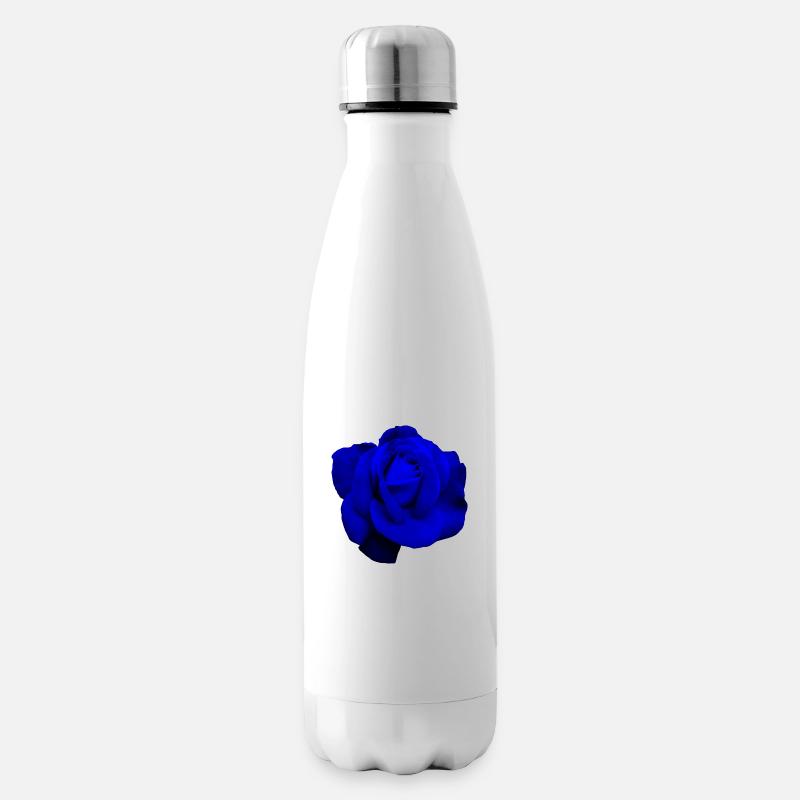 Blaue Rose - Isolierflasche - Weiß