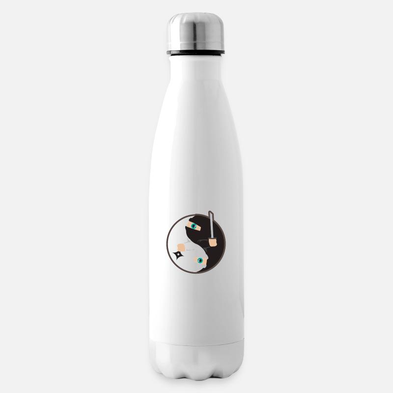 Yin Yang Ninja Tag und Nacht - Geschenkidee - Isolierflasche - Weiß