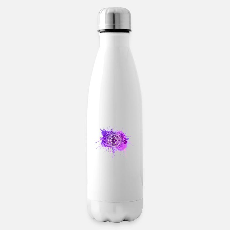 Mandala - Lila - Isolierflasche - Weiß