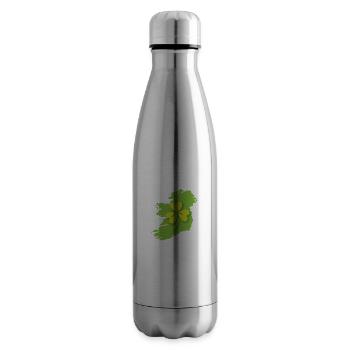 Ireland Irish map with shamrock - Insulated Water Bottle - silver - Right