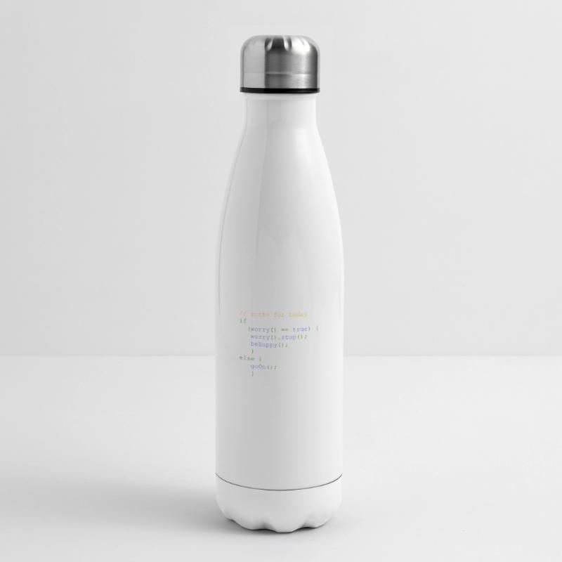 php code don' t worry be happy nerdshirt Insulated Water Bottle