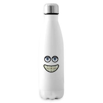Funny smiling face with eyes and big teeth - Insulated Water Bottle - white - Right