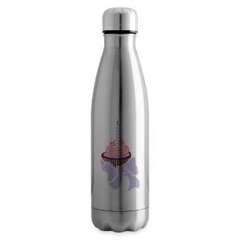 birthday cupcake / Geburtstagsmuffin (e, 2c) - Insulated Water Bottle - silver - Right