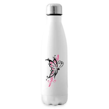 Big filigree butterfly, wings, girlie Tattoo style - Insulated Water Bottle - white - Right