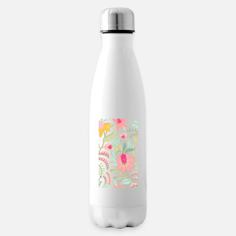 Blumen - Isolierflasche - Weiß