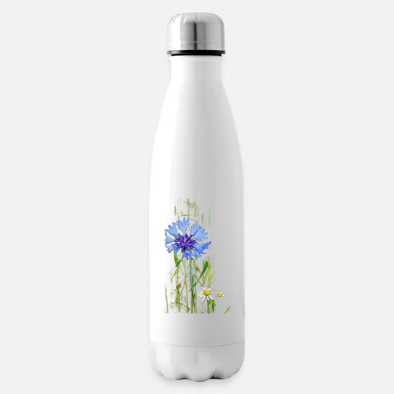 Wilde Kornblume - Isolierflasche - Weiß