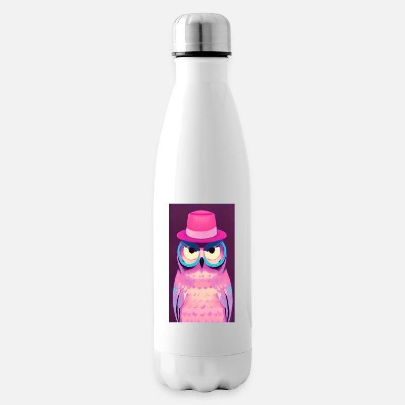 Eule mit Hut - Isolierflasche - Weiß