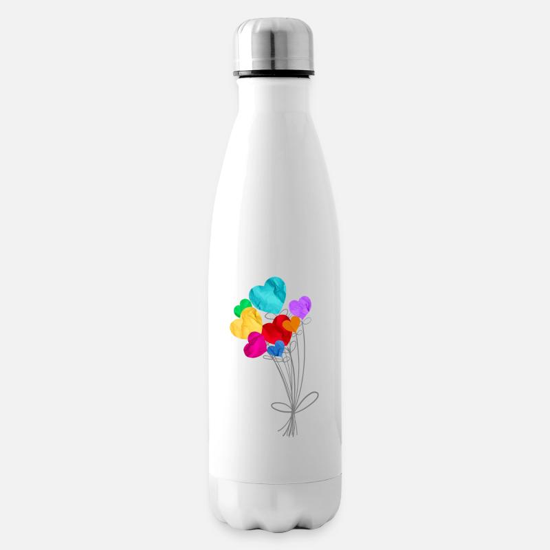 Strauß herzförmiger Luftballons - Isolierflasche - Weiß