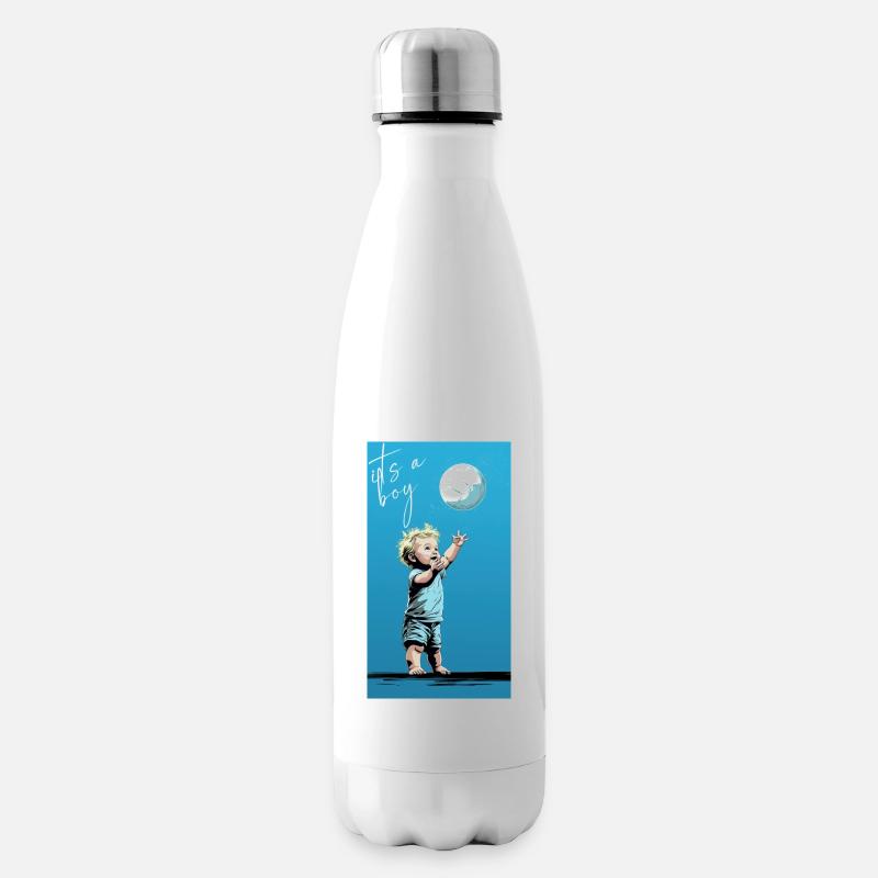 Its a boy - Insulated Water Bottle - white