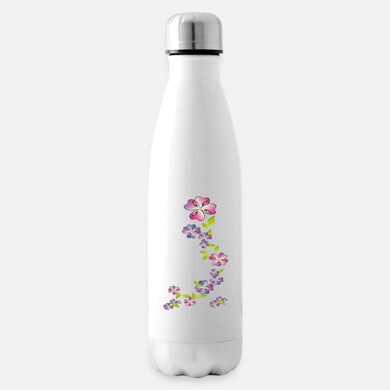 Blumenranke, Flowers - Isolierflasche - Weiß