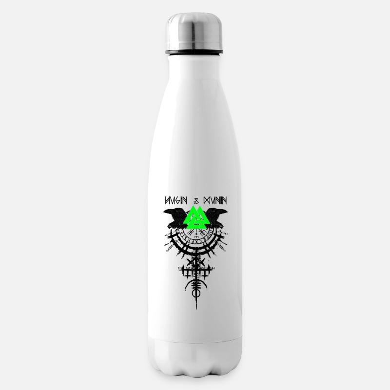 Hugin et Munin Ravens Vikings et Celtes d’Odin - Bouteille isotherme - blanc