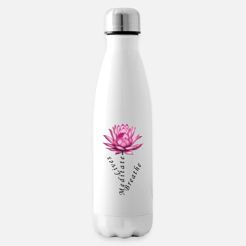 Atmen, meditieren, leben - Isolierflasche - Weiß