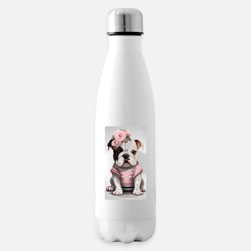Bulldogge - Isolierflasche - Weiß