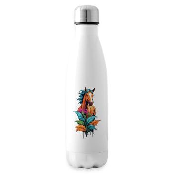 Horse head with flowers - Insulated Water Bottle - white - Right