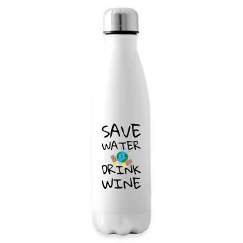 Save Water, Drink Wine - Insulated Water Bottle - white - Right