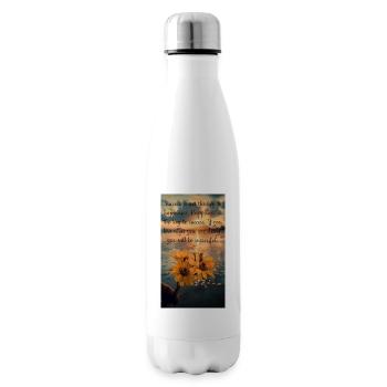 Motivational Quote With Flowers At Sunset - Insulated Water Bottle - white - Right