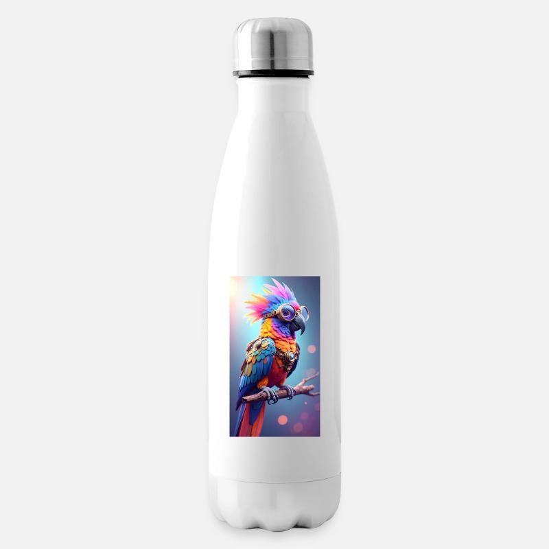 Perroquet steampunk coloré - Bouteille isotherme - blanc