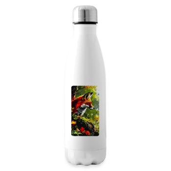 Fuchs mit Herbstlaub im Wald  (Blick nach Rechts) - Isolierflasche - Weiß - Rechts