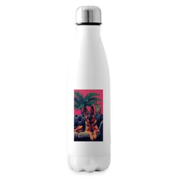 Neonhund und Eule in den Tropen - Isolierflasche - Weiß - Rechts
