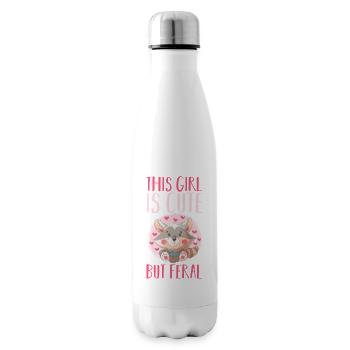 Cute But Feral Trash Panda Raccoon - Insulated Water Bottle - white - Right