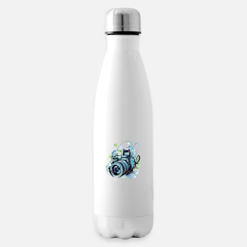 Caméra en éclats urbains - Bouteille isotherme - blanc