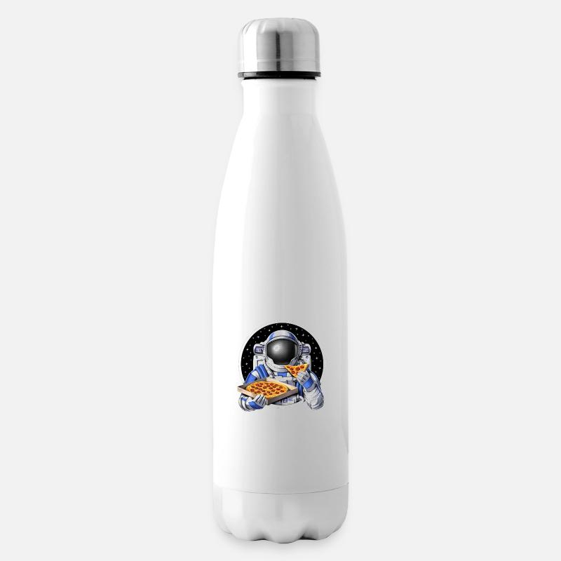Weltraumastronaut isst Pizza - Isolierflasche - Weiß