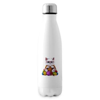 Cat Crocheting - Insulated Water Bottle - white - Right