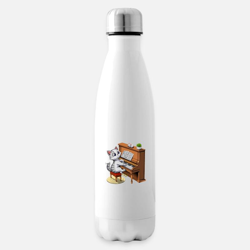 Katze spielt Klavier - Isolierflasche - Weiß
