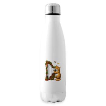 Chat jouant de la harpe - Bouteille isotherme - blanc - Droite