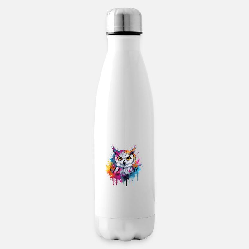 Eule Abstrakte Kunst Künstlerischer Vogel - Isolierflasche - Weiß