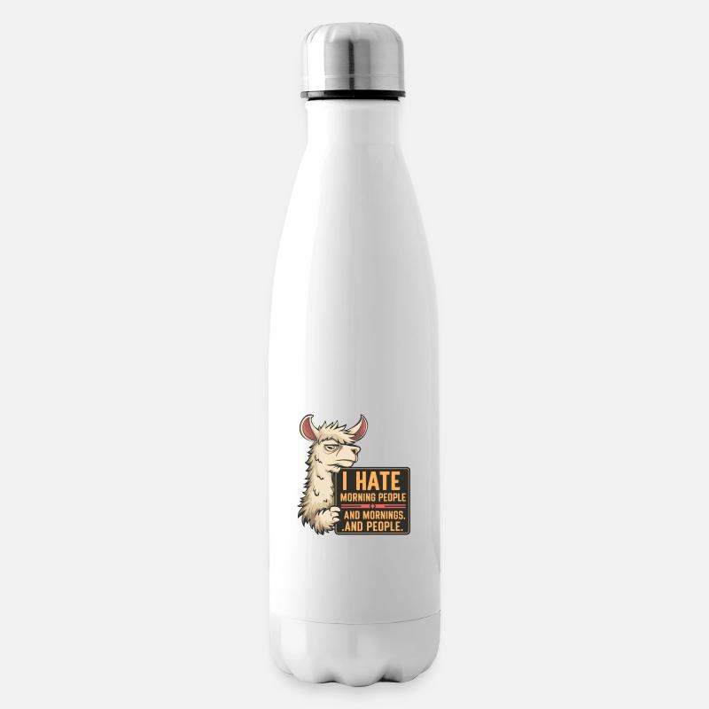 I Hate Morning People für einen Morgenmuffel - Isolierflasche - Weiß