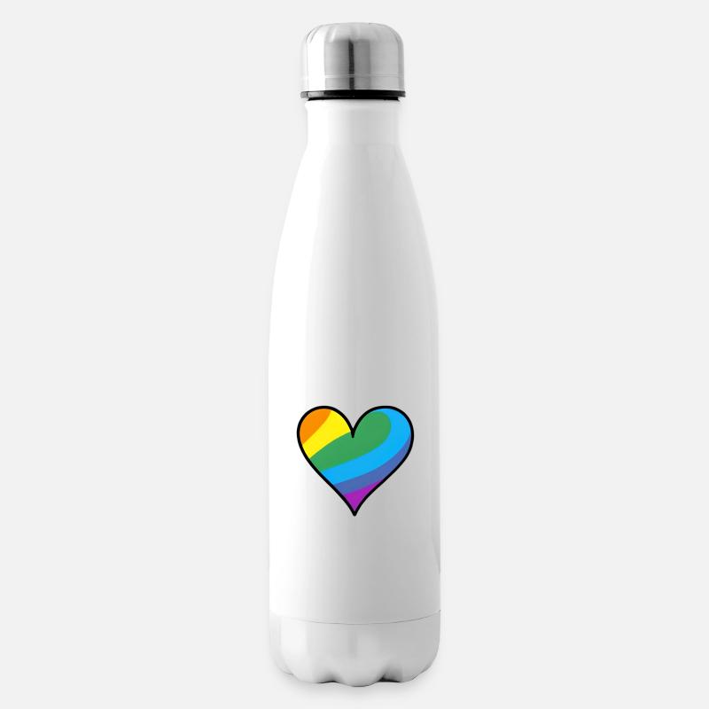 Regenbogenherz Pride Print - Isolierflasche - Weiß