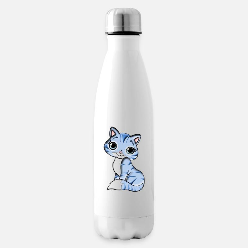 Kätzchen - süße Illustration - Isolierflasche - Weiß