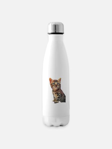 Chat chaton peignant des animaux mignons pour les enfants - Bouteille isotherme - blanc
