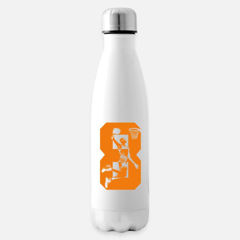 NUMMER 8 BASKETBALL 8. GEBURTSTAG - Isolierflasche - Weiß