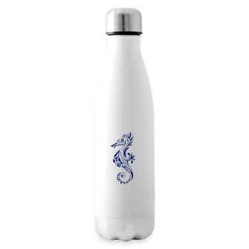 ultramarine blue seahorse tattoo style - Insulated Water Bottle - white - Right